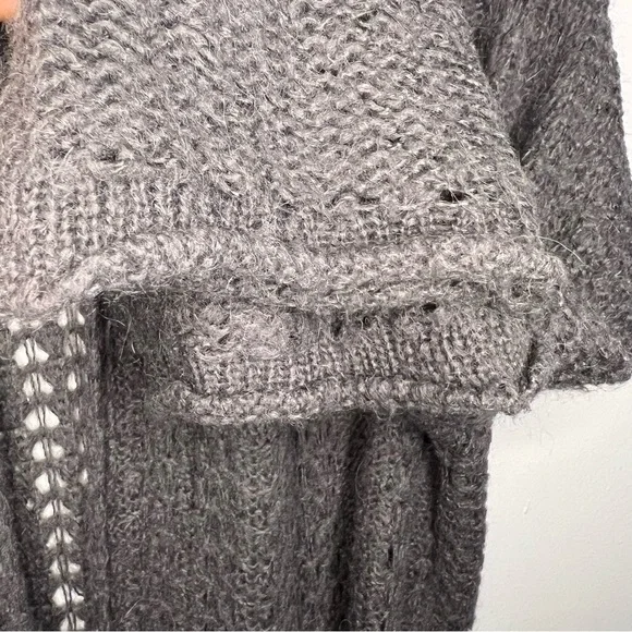 Wooden Ships Alpaca Blend Open Knit Open Cardigan Sweater in Gray M/L - Picture 5 of 5